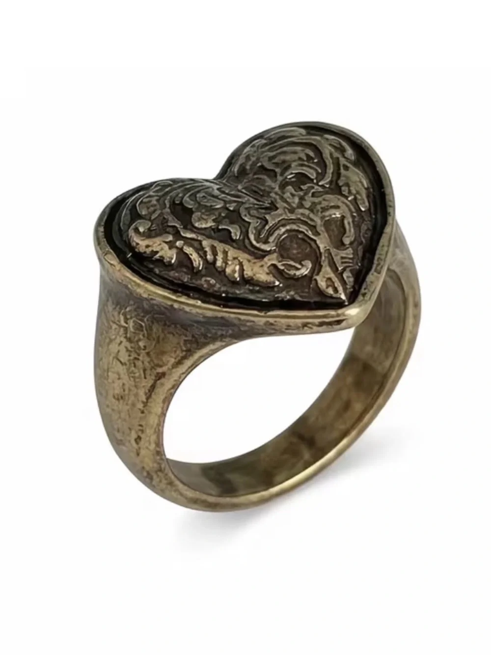 Western Ring Antiqued Silver Heart Filigree Ring - Bohemian Ring Women Jewelry
